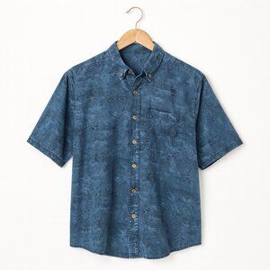 DICK IDOL | Vintage Blue Silk-Blend Acid-Wash 90s Button-Up Shirt – Men’s Large